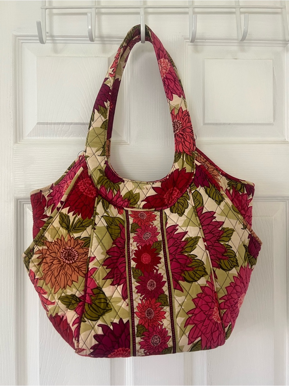 Vera Bradley Quilted Floral Tote - Pink, Green & Cream